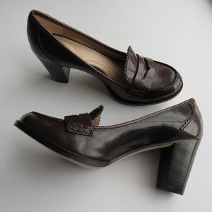 New Lands End Preppy Leather Penny Loafer Pumps